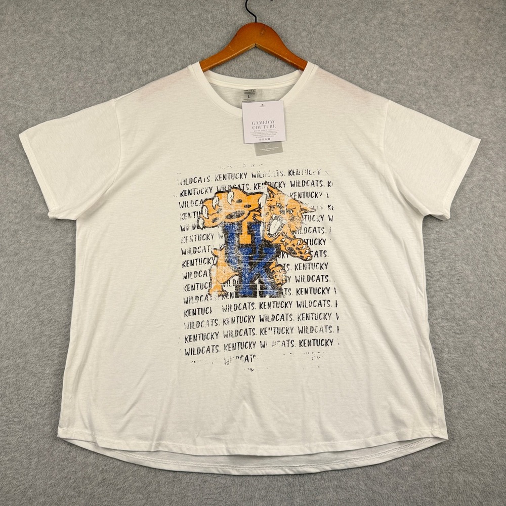 Kentucky Wildcats Gameday Couture T-Shirt Women Large White Cotton Blend New